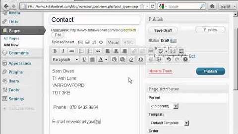Wordpress Tutorial Video #6 - How to Create New Pages