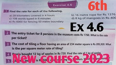 Exercise 4.6 Class 6th Math kpk and PTB new course 2023| Maths 6 Ex 4.6 new course ptb and kpk SNC