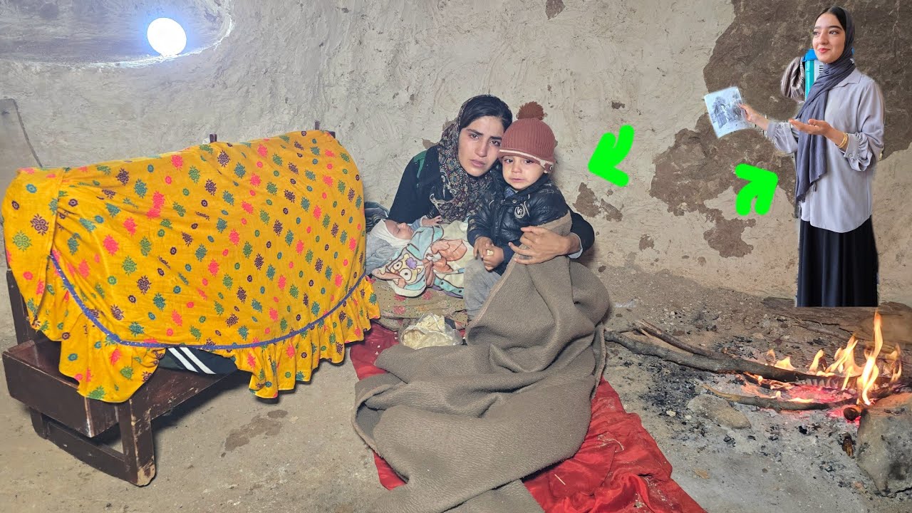 A Nomadic Mother and Her Children Found in the Snowy Mountains of Iran
