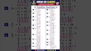 20 Basic Equation Questions with Solutions | Solve Equations Fast | Class 6, 7 &amp; 8 Maths | Durga Sir