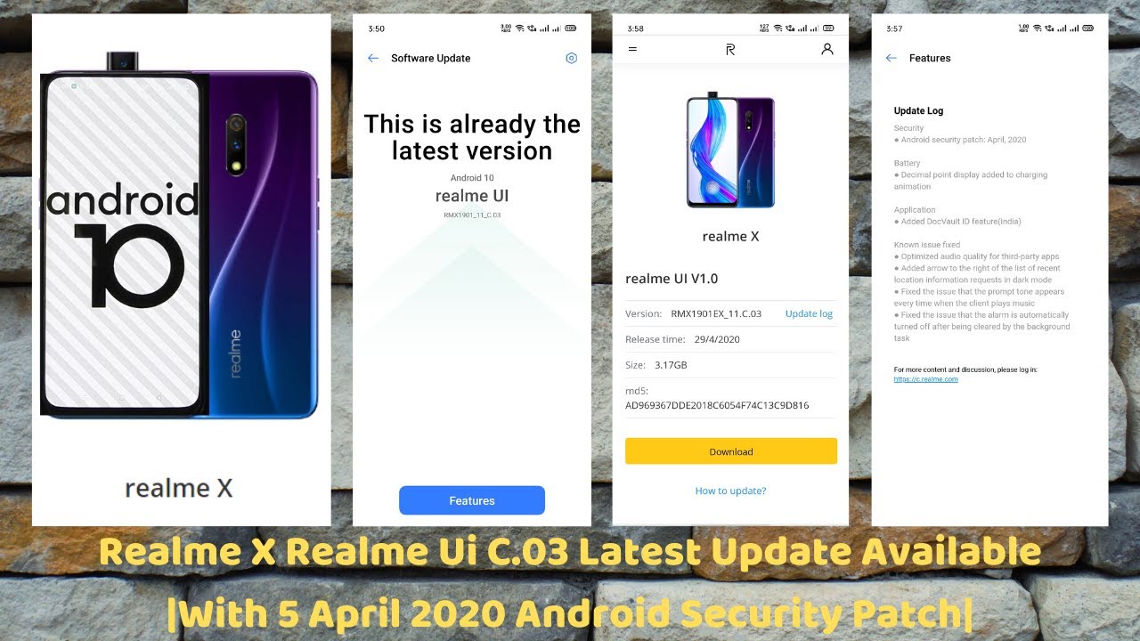 Realme X Realme Ui C.03 Latest Update Available |With 5 April 2020 Android Security Patch|
