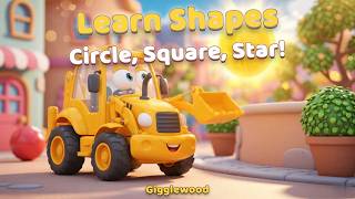 Learn Shapes 🔷 Circle, Square, Triangle, Star! | Vehicles for Kids | Gigglewood