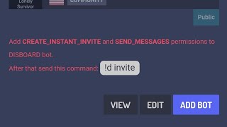 Fix Add CREATE_INSTANT_INVITE and SEND_MESSAGES permissions to DISBOARD bot. !d invite is /invite screenshot 2