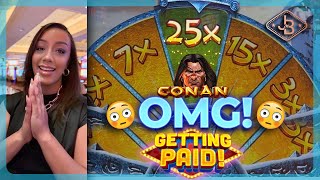 MEGA Win! 😳 I Got The 25X Wheel on Conan Slot Machine!