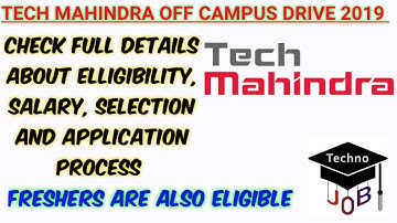 Tech Mahindra Off Campus Drive 2019 | Any Degree/Diploma | Across India | Apply Online