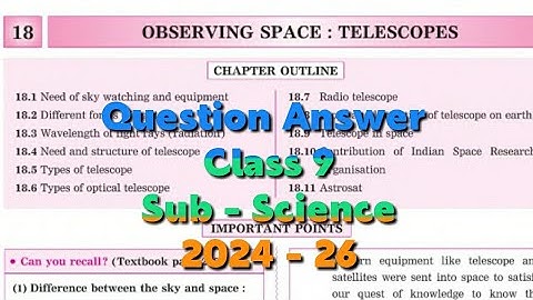 Question Answer Class 9 Science Chapter 18 . Observing Space :Telescope ,Navneet Digest  SSC Board
