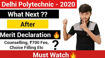 Delhi Polytechnic 2020 : Next Process After Merit List  Declaration | Delhi CET 2020.