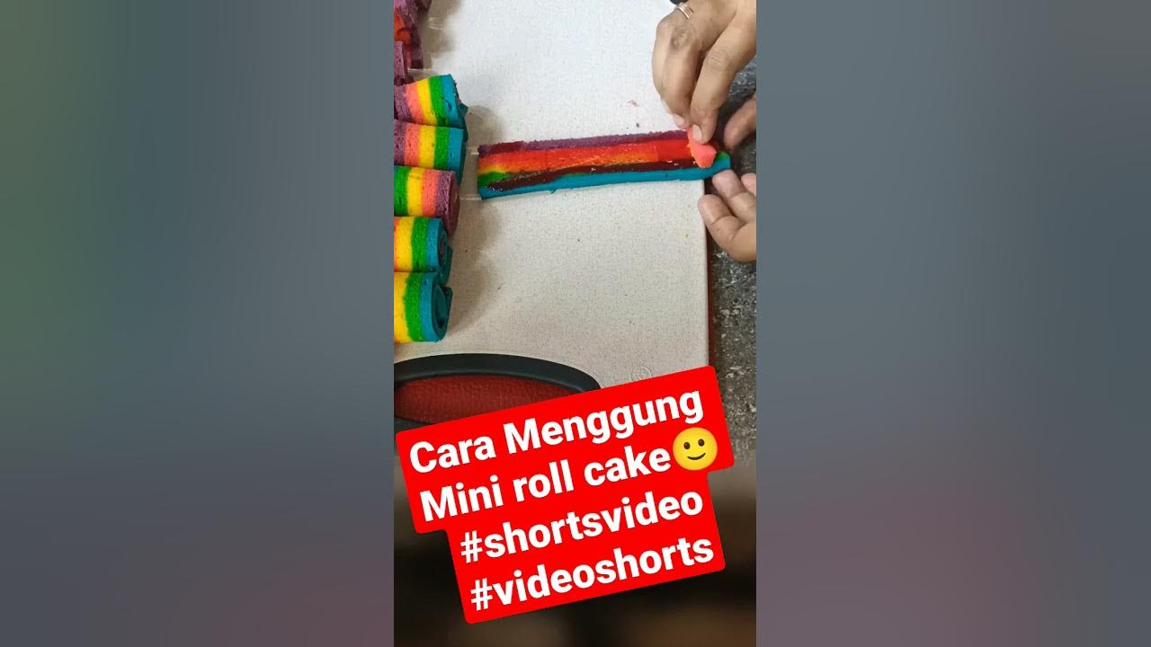 Cara Menggulung Mini Roll Cake Kukus||Rainbow mini#shortvideo #youtubeshorts #youtubeshorts