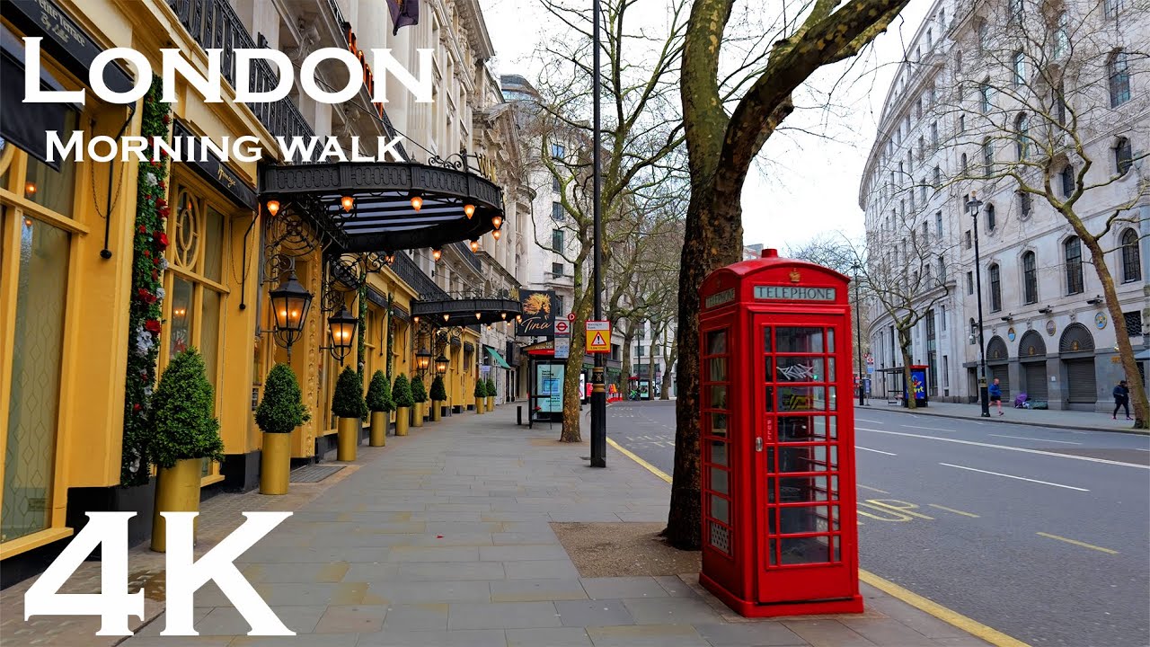 London, United Kingdom Morning Walking Tour – First Day of Spring in 4K 🌫️🌸