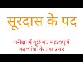 कक्षा 10 हिंदी सूरदास के पद के काव्यांशों पर आधारित प्रश्न उत्तर