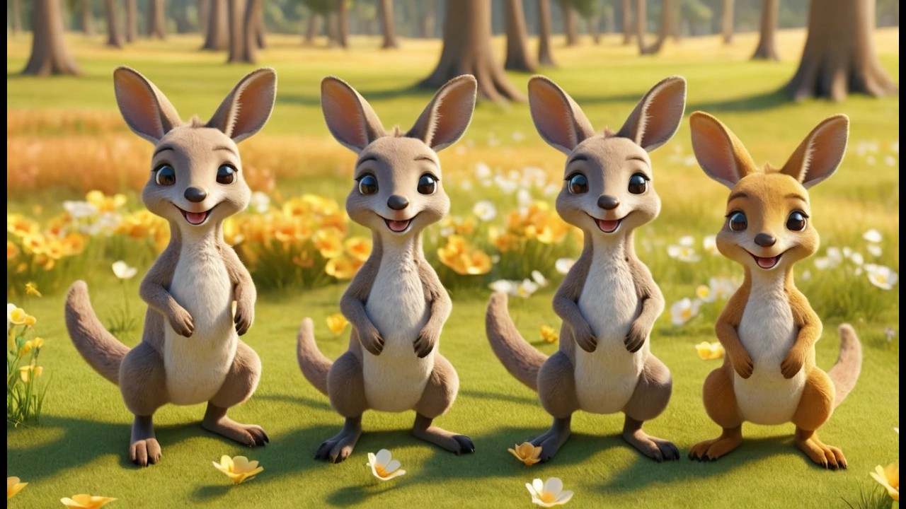 Fünf Babykängurus Hop Hop Hop | Kinderlieder zum Springen & Zählen