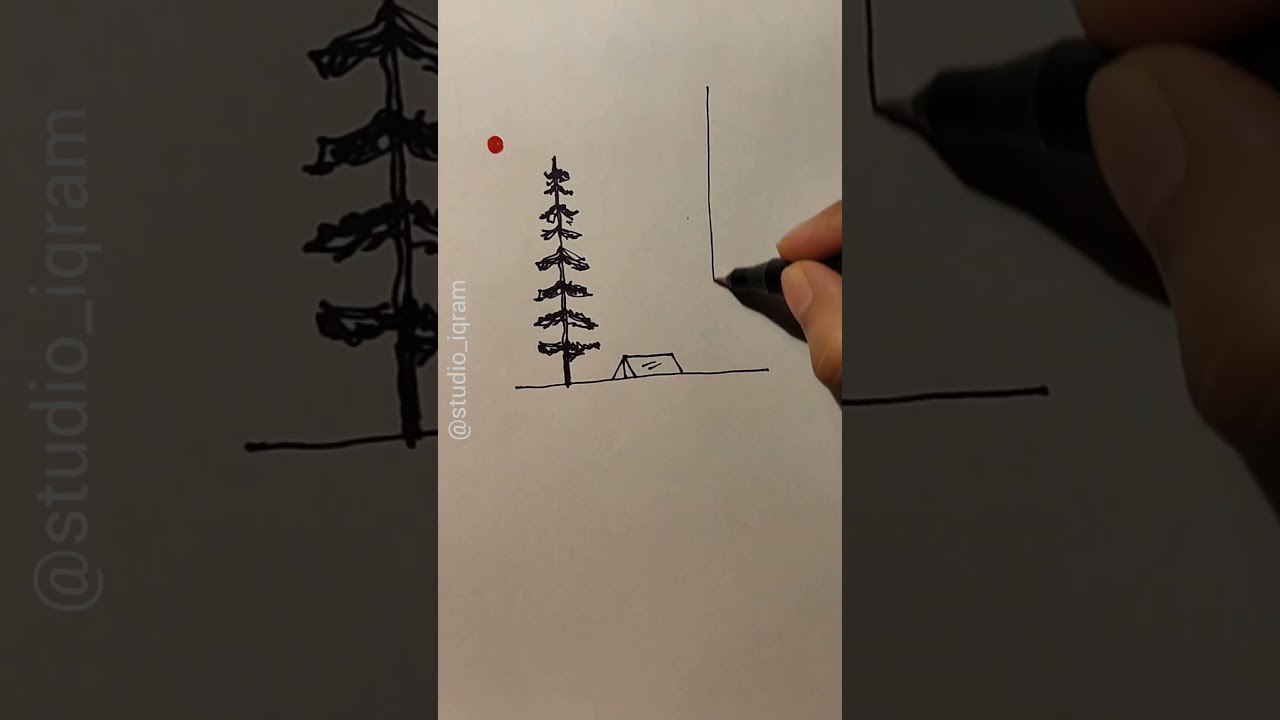 Speed art: campaign in a forest⛺♨️🔥🌕✏️ 
