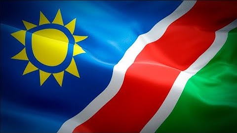 Namibia flag closeup 1080p Full HD 1920X1080 footage video waving in wind. Namibian flag Full H