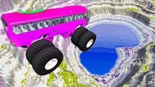 BeamNG drive  Leap Of Death Car Jumps & Falls Into Red water