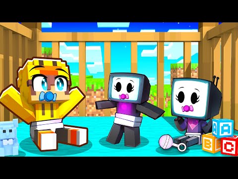 Adopting BABY TV WOMAN in Minecraft!