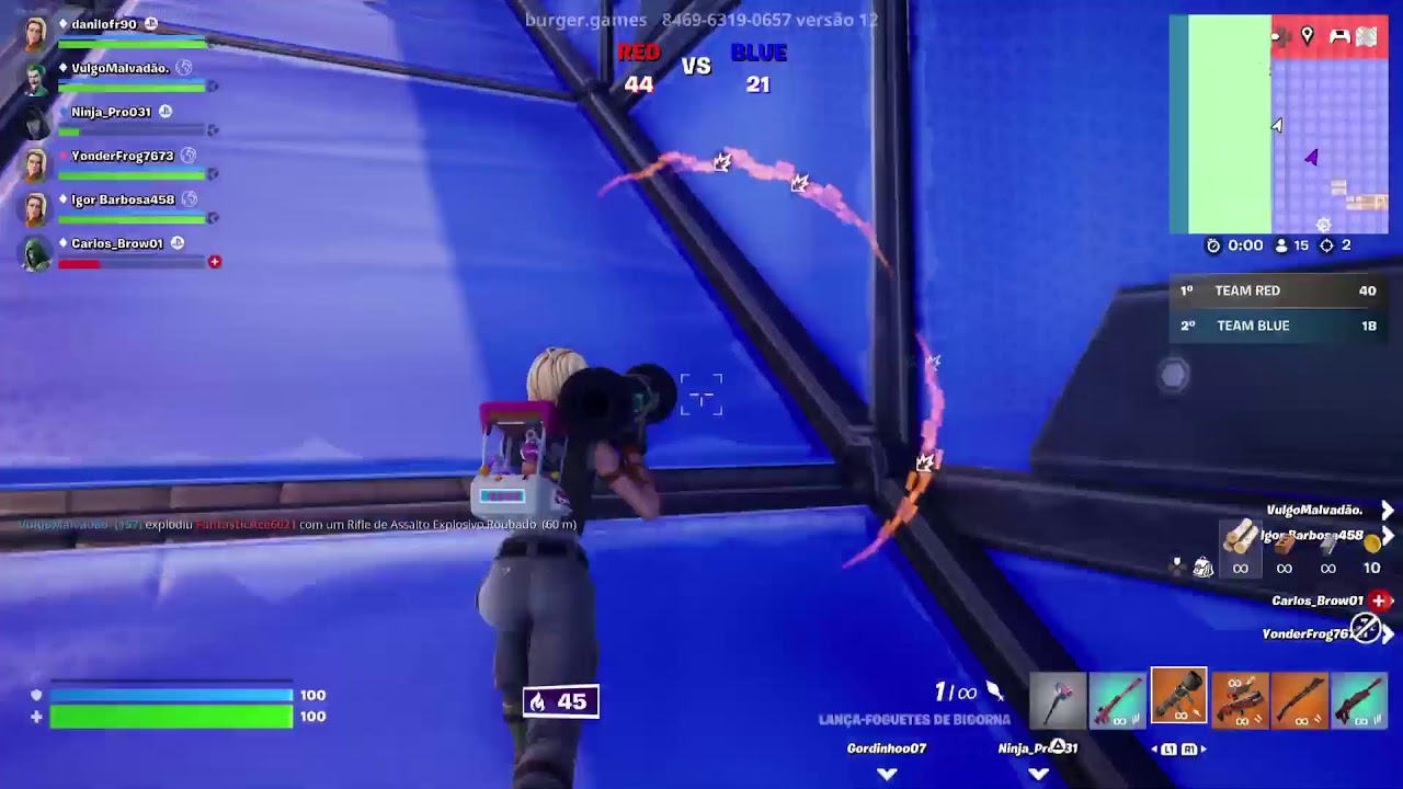 Fortinite Azul contra vermelho