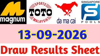 13-09-2026 Today 4D Results Magnum Toto Kuda/Damacai | 4d Result Today | Today 4d Result Live