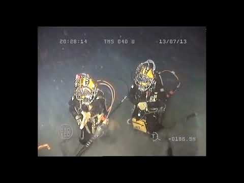 Saturation Divers Shake hands with ROV - Subscribe for more videos like this -  Deep Sea Dangers!
