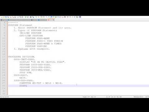 COBOL Tutorial Part 12 PERFORM Statements and its types - YouTube