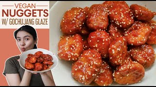 Turn tofu and potatoes into vegan nuggets + a gochujang glaze (easy recipe, air-fried)