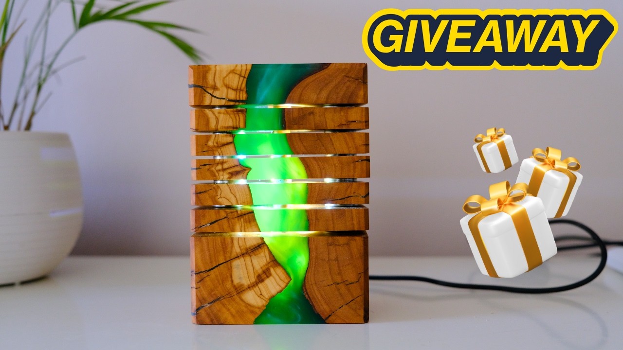 Проект лампы из эпоксидной смолы | Ручная работа из оливкового дерева