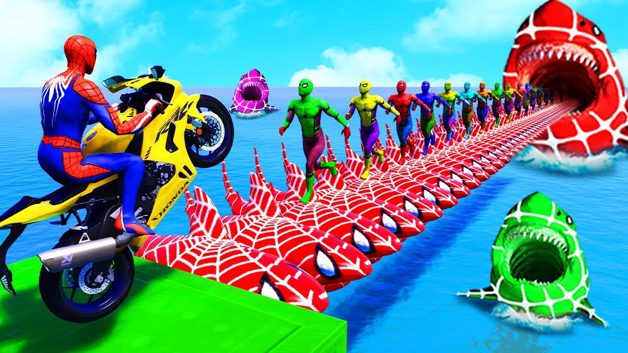 SPIDER-MAN against TUNG TUNG TUNG SAHUR on Motorcycle in RAINBOW SPIDERS BRIDGE | GTA V MULTIVERSE