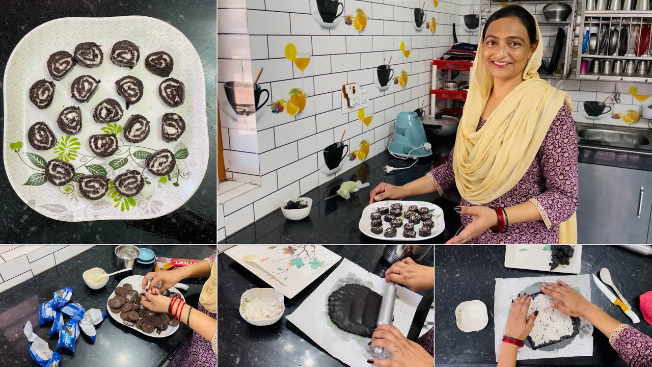 ਬਹੁਤ ਹੀ ਆਸਾਨ ਤਰੀਕੇ ਨਾਲ ਬਣਾਓ Oreo roll recipe 😍🍪 Oreo biscuit to tyar kro barfi ओरियो बिस्किट बर्फी