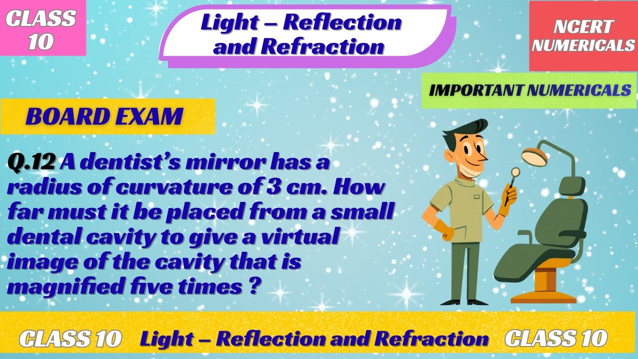 A dentist’s mirror has a radius of curvature of 3 cm. How far must it