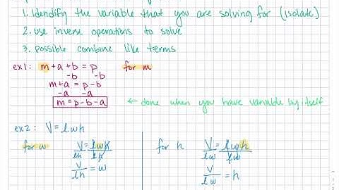 Alg 1 - 1.5 Literal Equations
