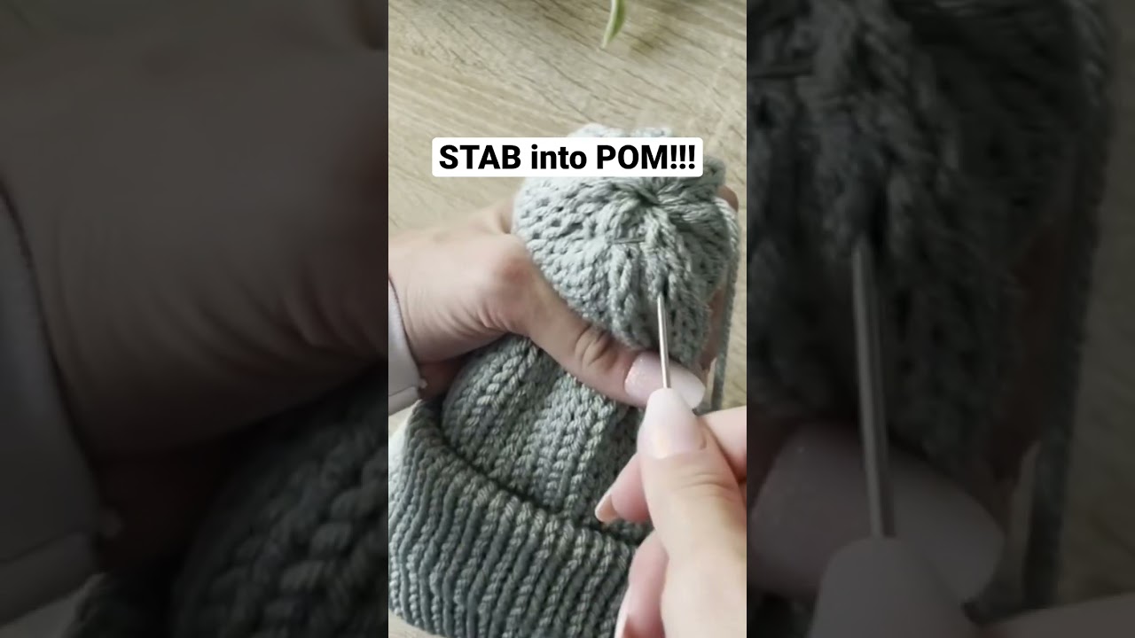 How to attach pom poms to beanies (the best way!) 🧶#shorts 