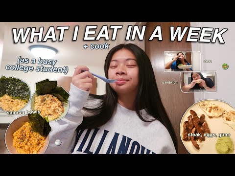 WHAT I EAT AND COOK IN A WEEK in college (dining hall meals + recipe ideas) | villanova university