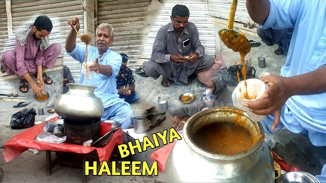 65 year old bhaiya g Haleem /selling Haleem on road /old anarkali bazar ...