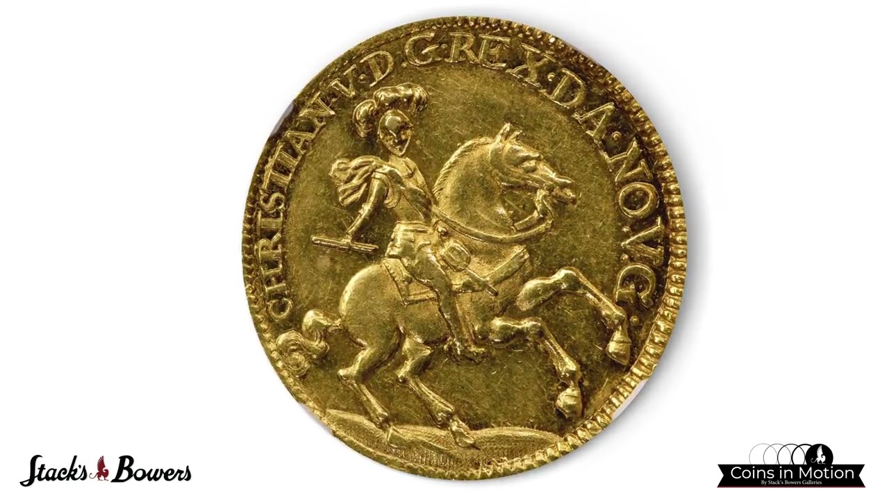 NORWAY. 2 Ducats, 1673. Christiania Mint. Christian V. NGC AU-58.