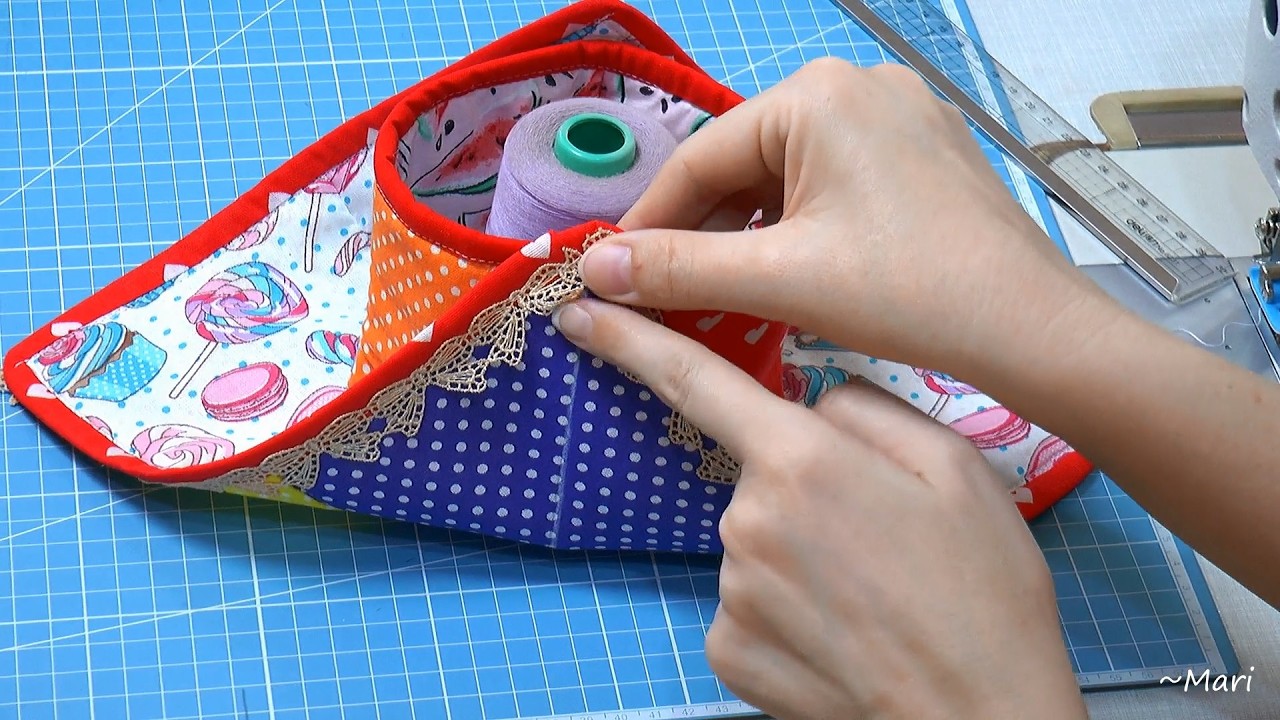Patchwork Fabric Basket DIY. Easy Sewing from Fabric Scraps (Kitchen Organizer)