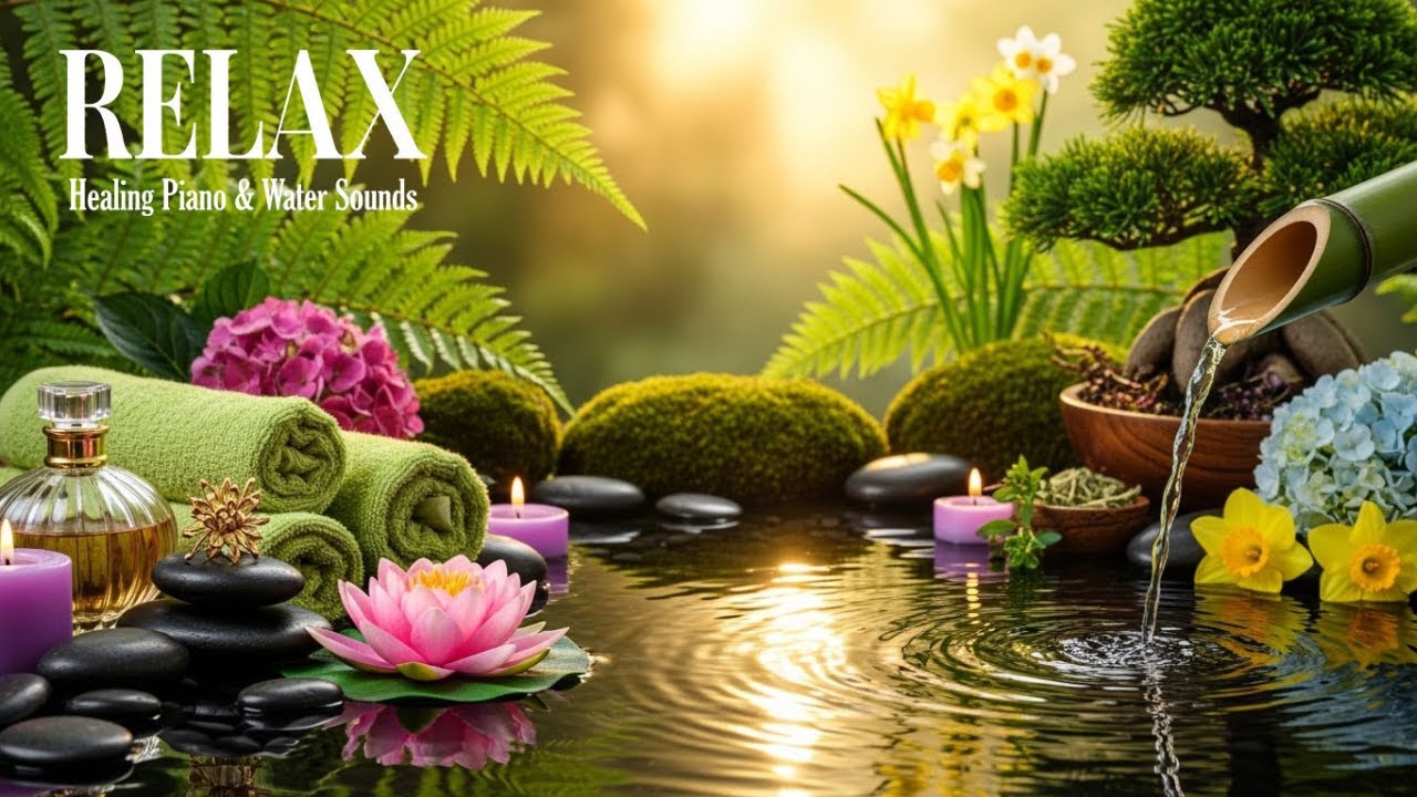 Healing Music for Calm Mind 🌿 Japanese Garden Water Sounds & Sleep Music