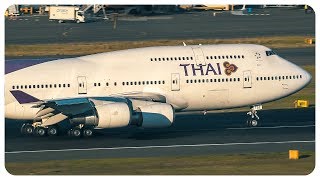 Loud Cf6S Thai Airways Boeing 747-400 Landing & Takeoff Sydney Airport Plane Spotting