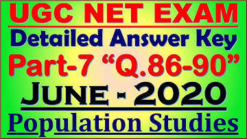 Part- 7: UGC NET Population Studies June- 2020