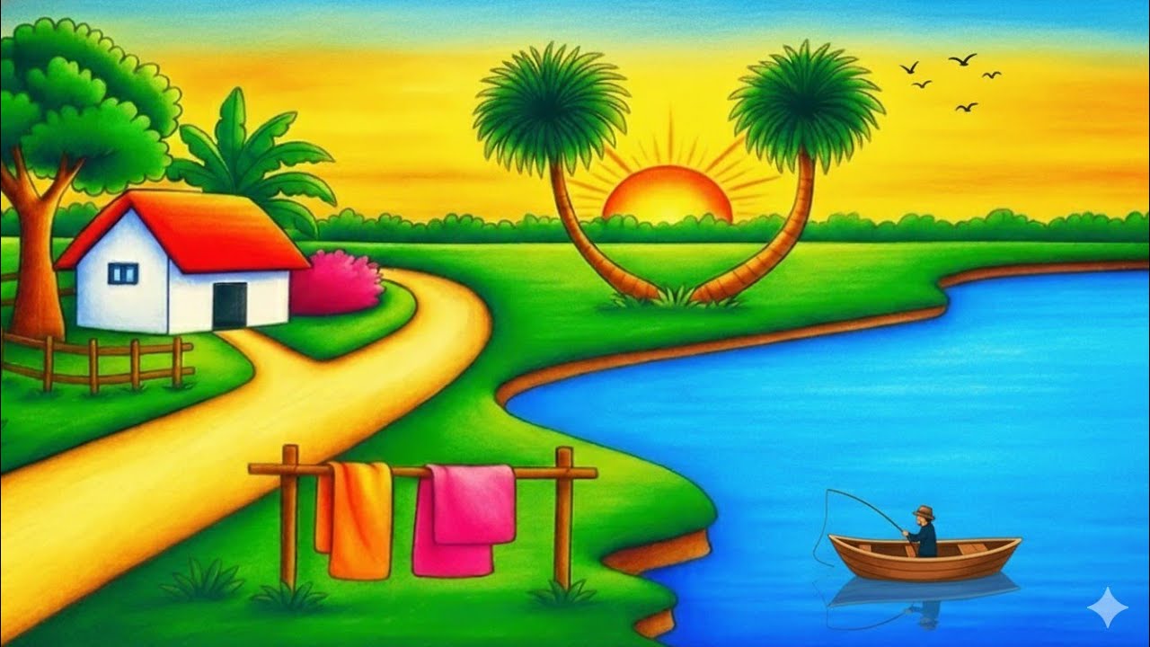 🌈Magical Soft Pastel Landscape 🌅✨ Easy & Satisfying Drawing for Beginners 