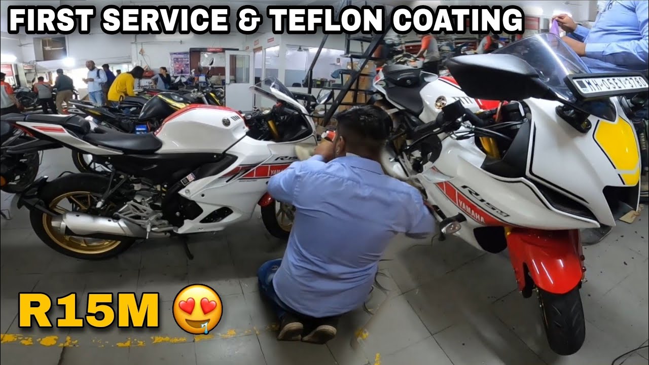 FIRST SERVICE OF NEW YAMAHA R15M WORLD GP 60TH ANNIVERSARY EDITION AND TEFLON COATING COST 😍
