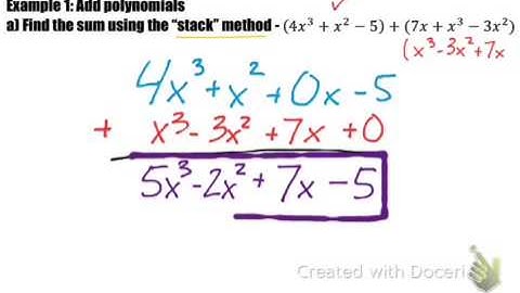 Algebra - 6B: 8.1 - Adding and Subtracting Polynomials
