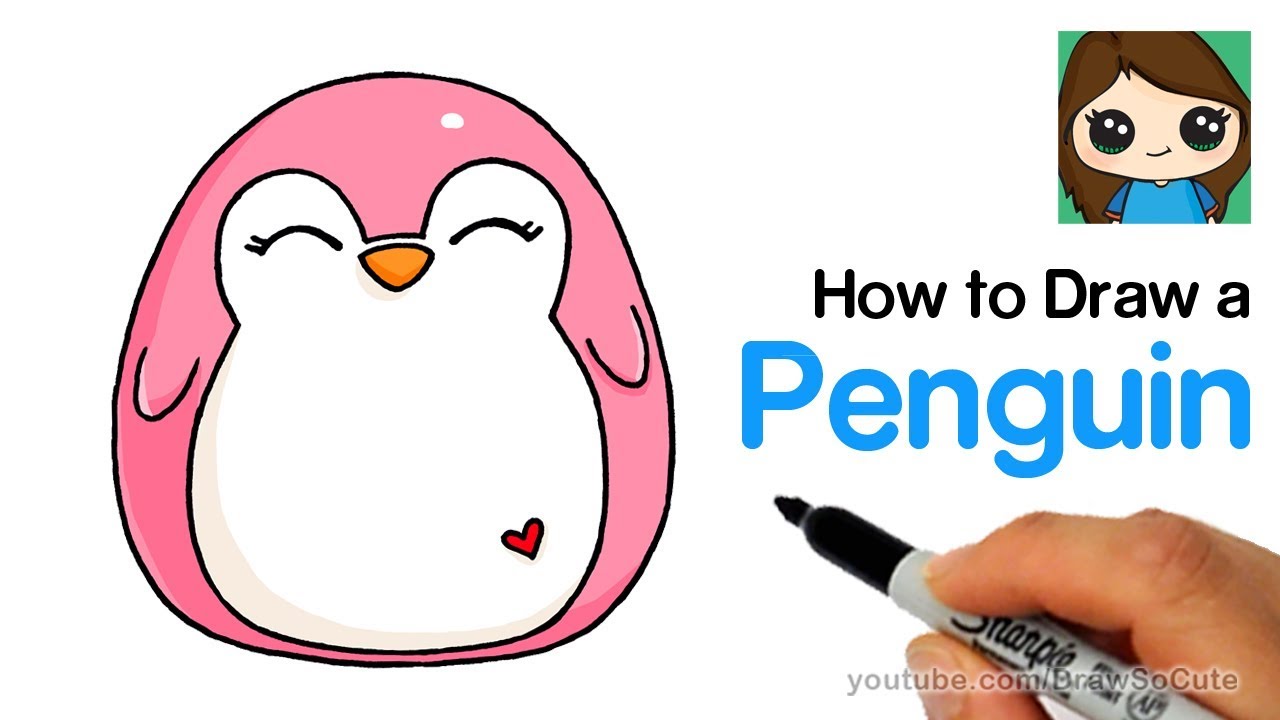 how to draw a cute cartoon penguin