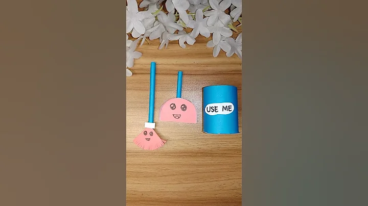 DIY paper broom, dustpan and dustbin | paper craft...😍 #shorts #craft #dustpan #broom #dustbins