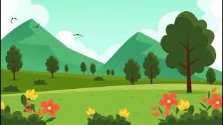 Background Animasi Gunung - Lembah - Taman - Pohon - Burung - Bunga (Mountain Animation Background)