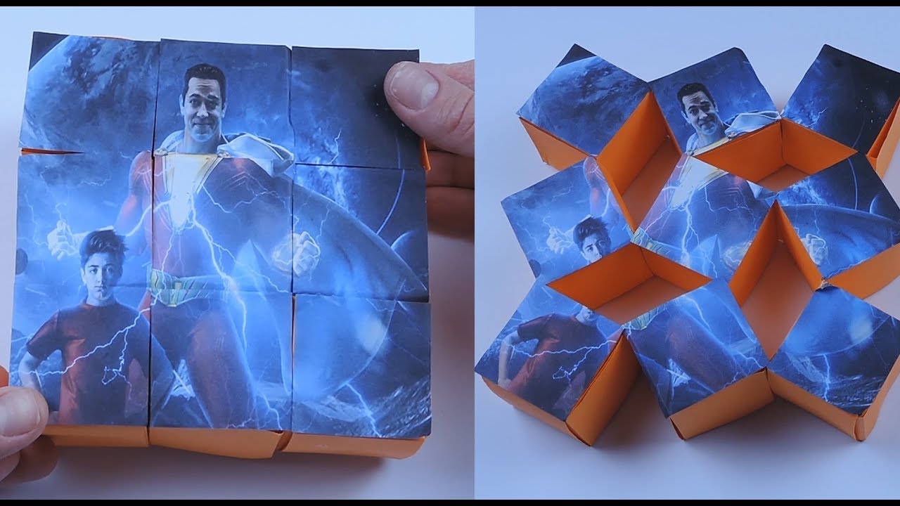 Paper DIY "SHAZAM" Frame Cubes Game.