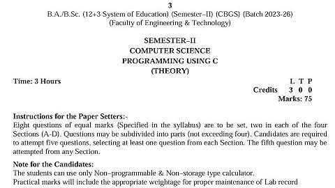 BA / BSc 2nd Semester Computer Science Syllabus 2024 GNDU University | Bsc 2nd Semester Syllabus