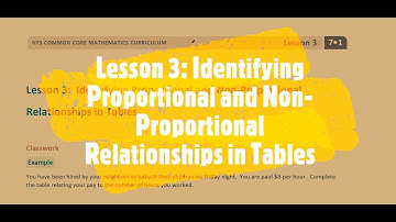 Eureka Math 7 (Module 1, Lesson 3: Identifying Prop. and Non-Prop. Relationships in Tables)