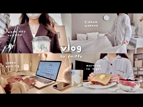 my workday routine👩🏻‍💻 (office worker + vlogger｜ 7:00am start⛅️ work, editing, house work🍳