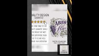 Scripture Sublimation Design, Abide in Him UV DTF Graphic, Vintage Clip Art, Digital Download, B1...