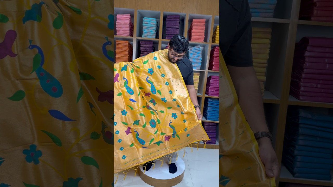 Paithani Jacquard Dupatta with Peacock (Mor) & Floral Weaving