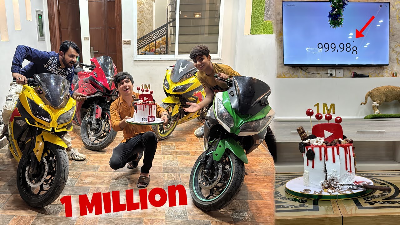 1 Million Celebration Ki 🥳 Ghr Me Heavy Bike Ki Dukan Lgwa Di 😍
